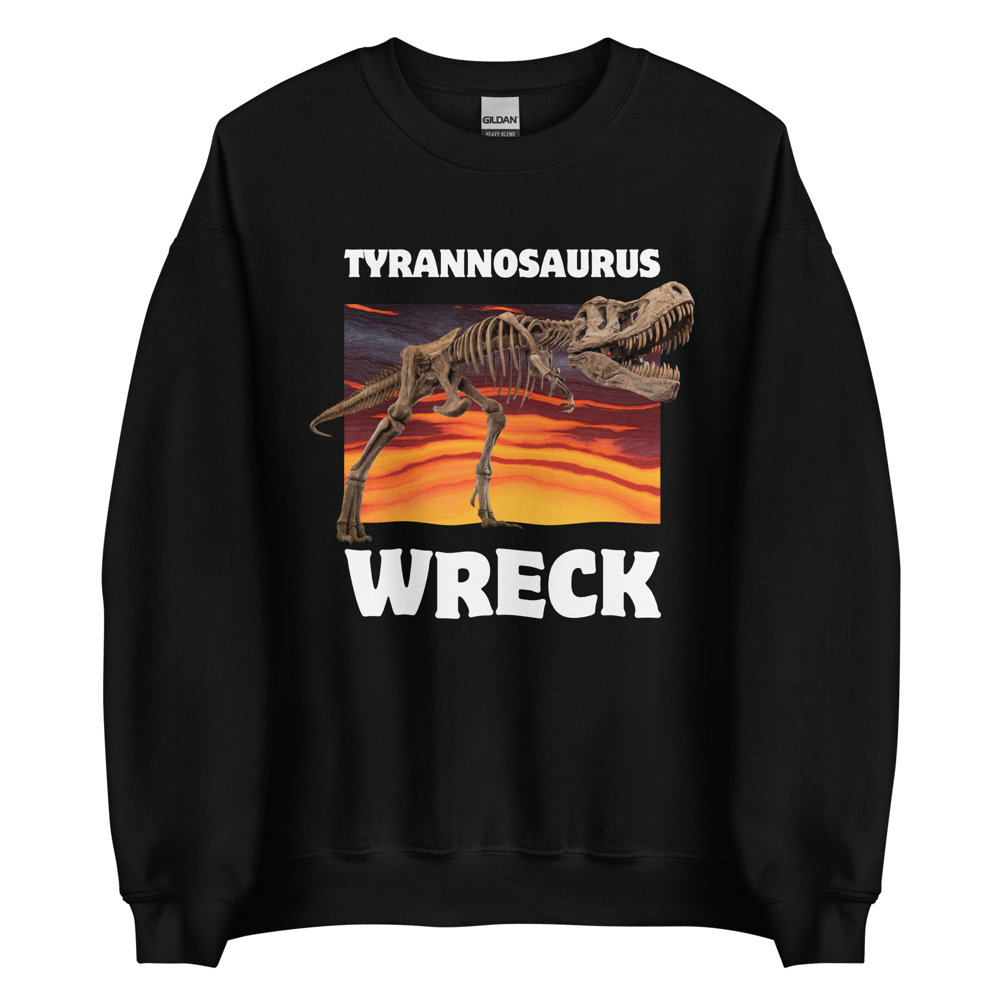 Funny Tyrannosaurus Wreck T-Rex Dinosaur graphic sweatshirt in black by Boozy Fox