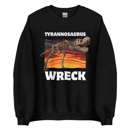 Funny Tyrannosaurus Wreck T-Rex Dinosaur graphic sweatshirt in black by Boozy Fox
