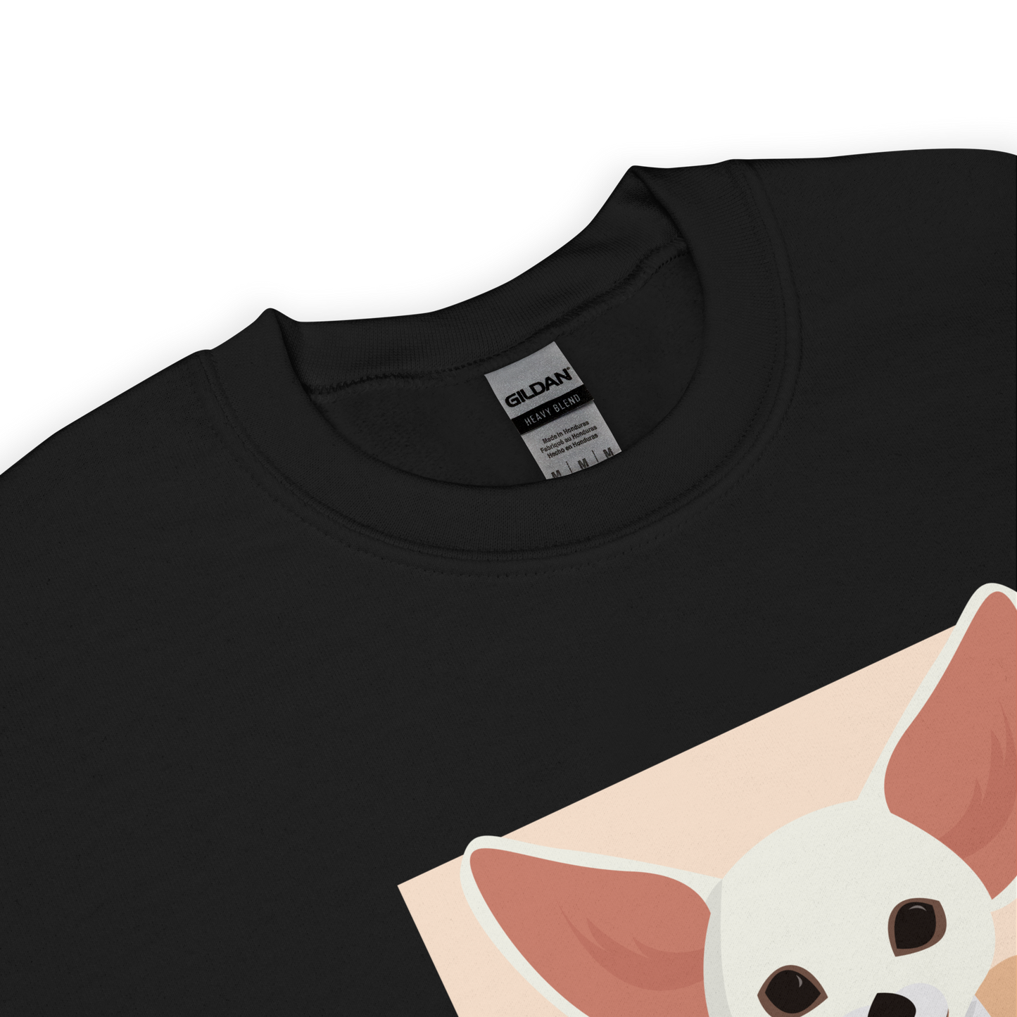 Product Details of a Black Fennec Fox Sweatshirt featuring a cute Dessert Addict graphic on the chest - Funny Graphic Fennec Fox Sweatshirts - Boozy Fox