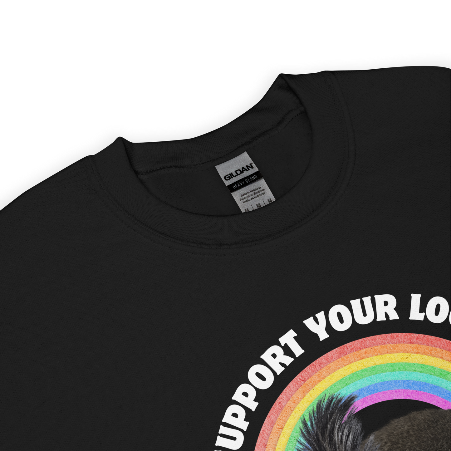 Product details of a Black Support Your Local Street Cats Sweatshirt - Boozy Fox