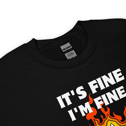 Product details of a Funny Dumpster Fire Raccoon graphic sweatshirt in black by Boozy Fox