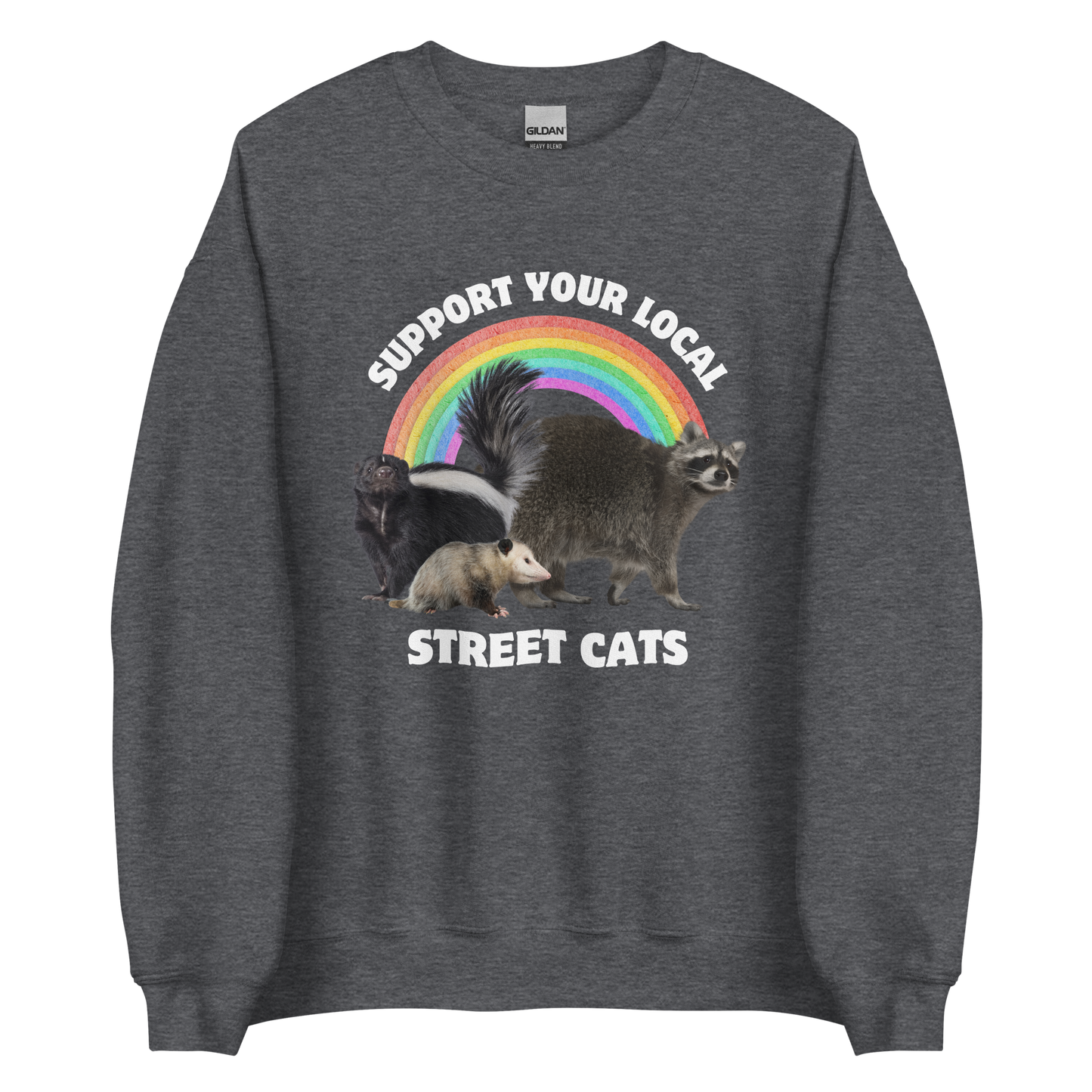 Support Your Local Street Cats Sweatshirt Online - Dark Heather - Boozy Fox