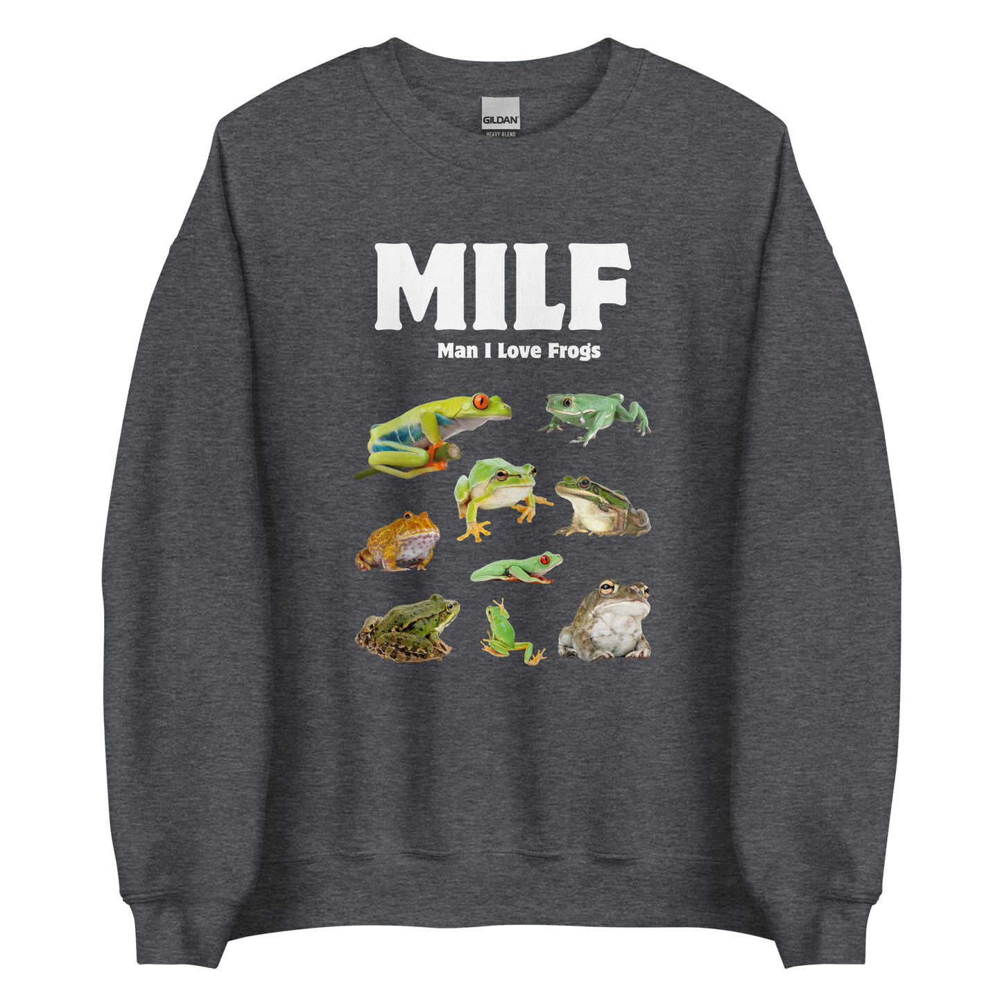 Man I Love Frogs Sweatshirt Online - Dark Heather - Boozy Fox