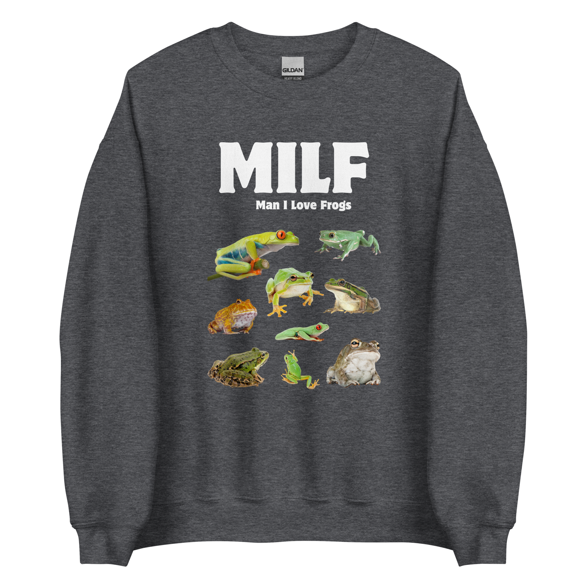 Man I Love Frogs Sweatshirt Online - Dark Heather - Boozy Fox