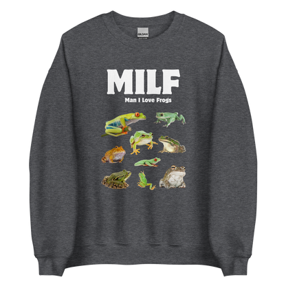 Man I Love Frogs Sweatshirt Online - Dark Heather - Boozy Fox