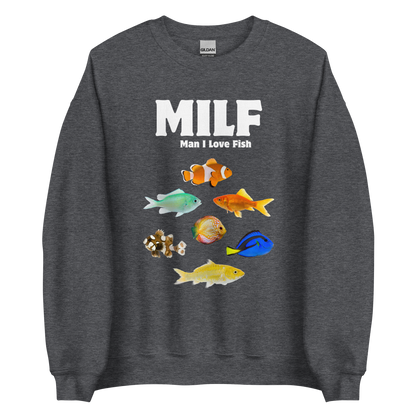 Man I Love Fish Sweatshirt Online - Dark Heather - Boozy Fox