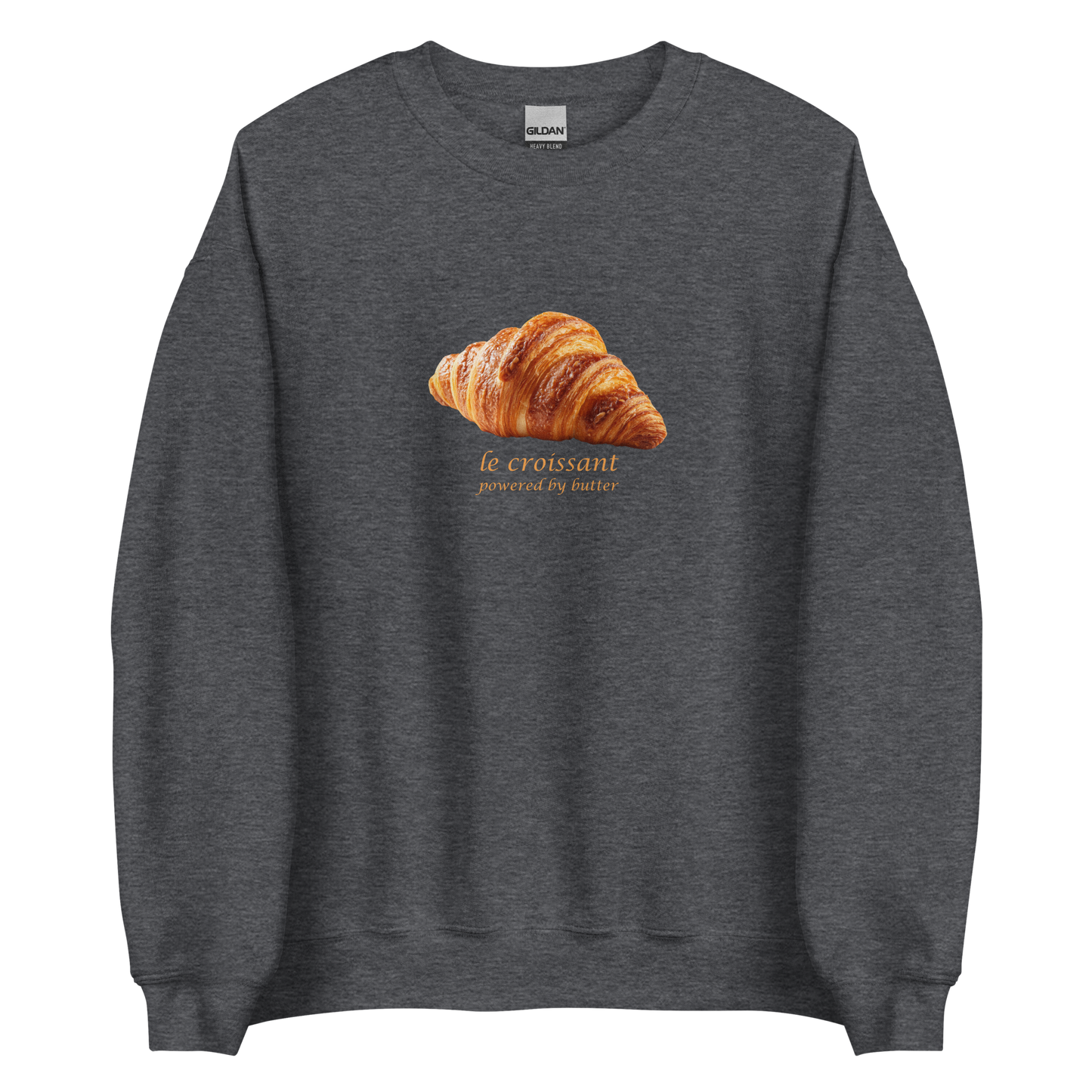 Funny Le Croissant graphic sweatshirt in dark heather by Boozy Fox