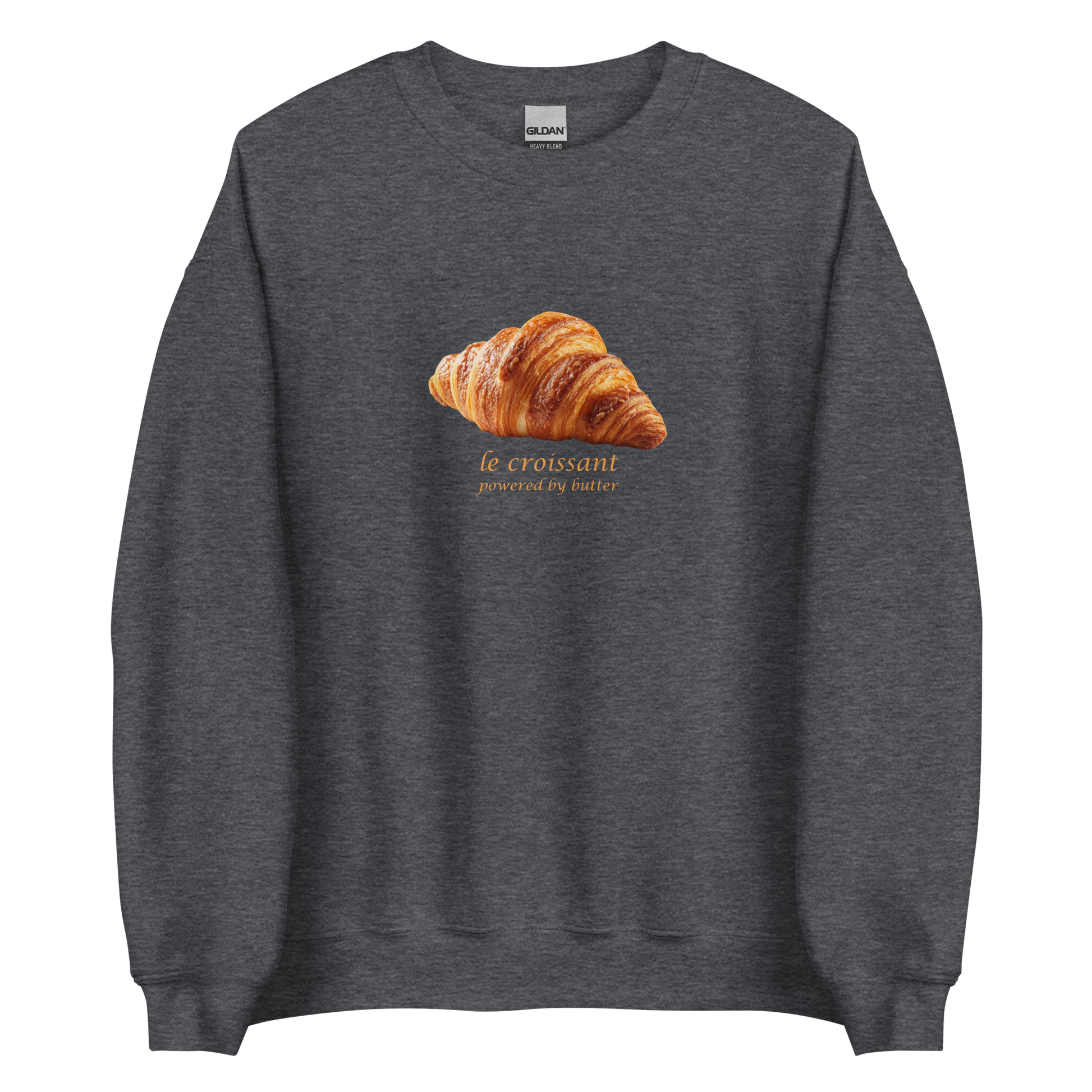 Funny Le Croissant graphic sweatshirt in dark heather by Boozy Fox