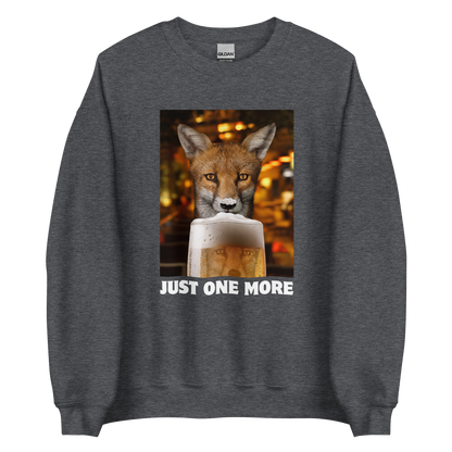Funny Just One More Fox graphic sweatshirt in dark heather by Boozy Fox