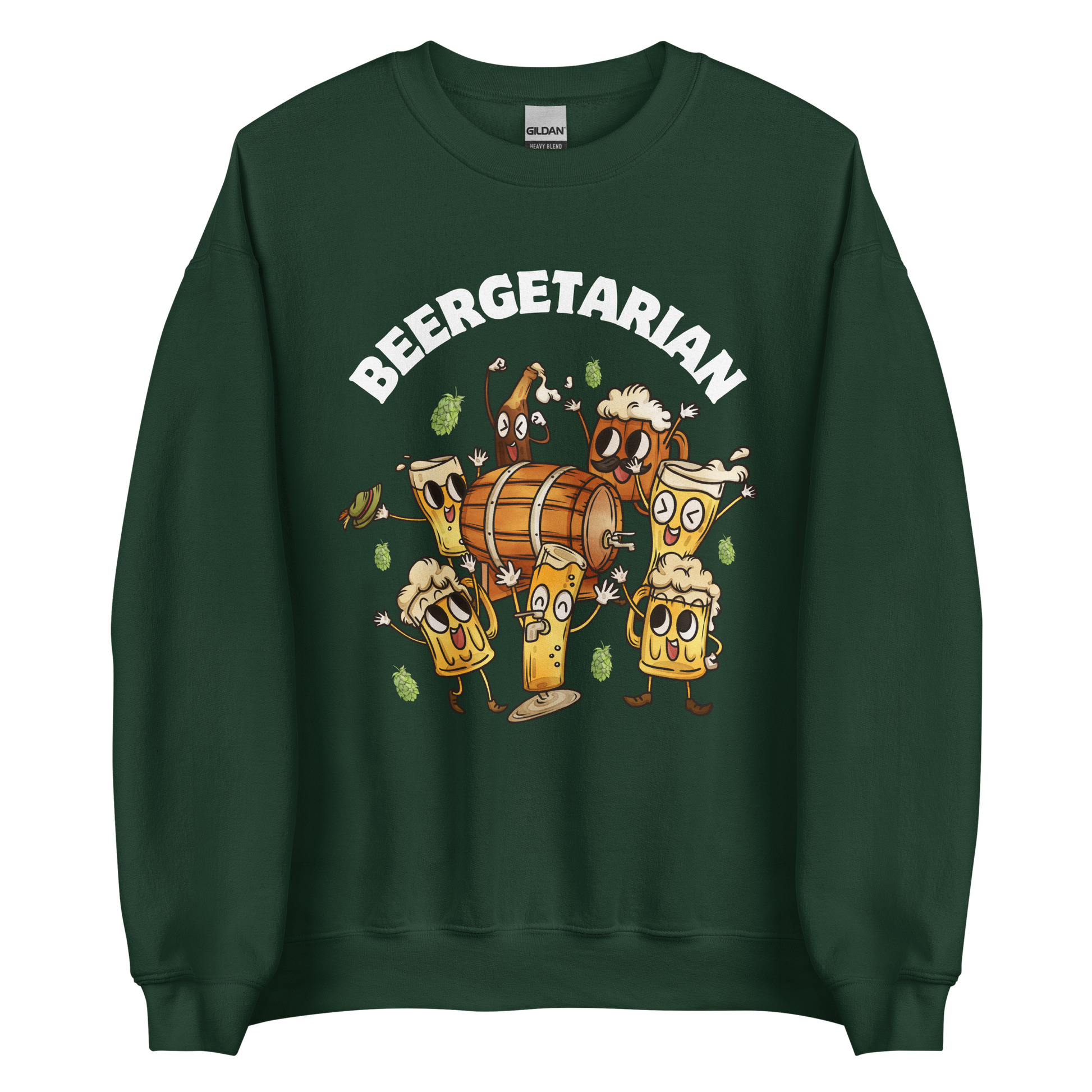 Beergetarian Beer Sweatshirt Online - Forest Green - Boozy Fox