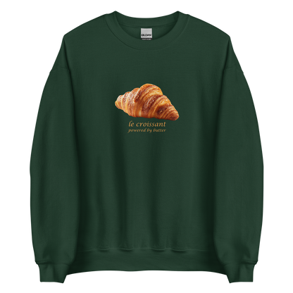Funny Le Croissant graphic sweatshirt in forest green by Boozy Fox