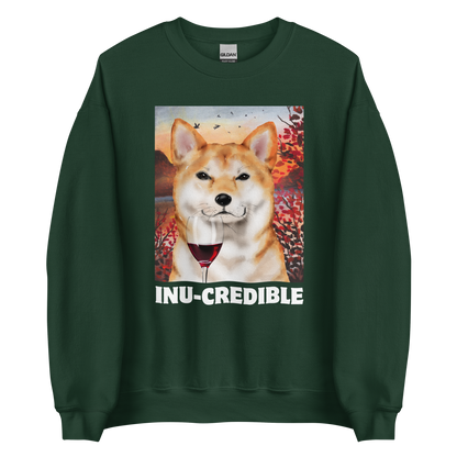 Funny Shiba Inu graphic sweatshirt in forest green by Boozy Fox
