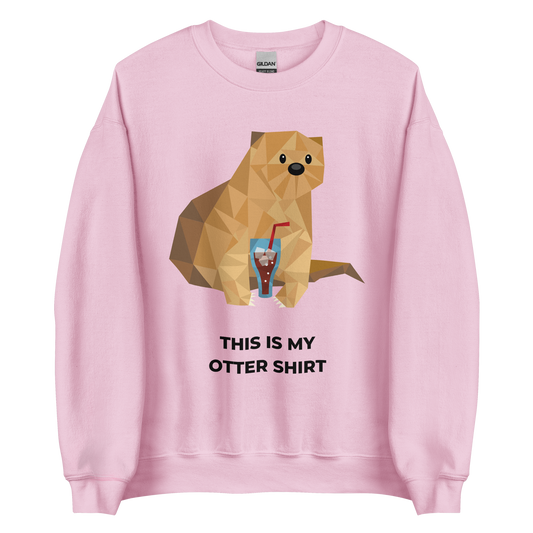 Light Pink Otter Sweatshirt featuring an adorable This Is My Otter Shirt graphic on the chest - Funny Graphic Otter Sweatshirts - Boozy Fox