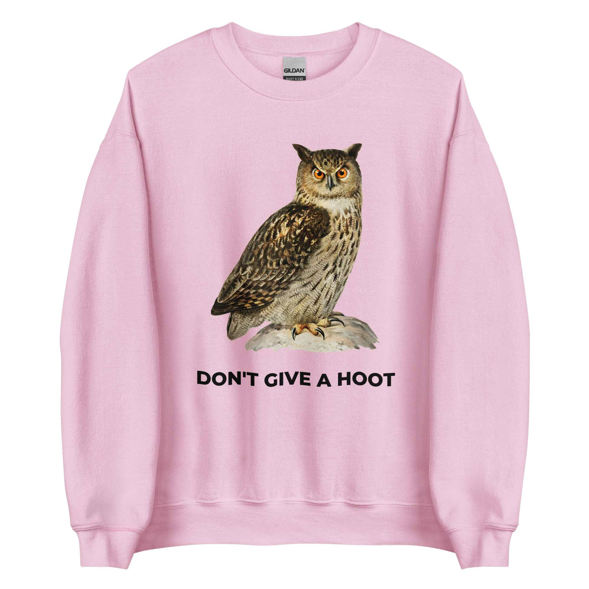 Light Pink Owl Sweatshirt featuring a captivating Don't Give a Hoot graphic on the chest - Funny Graphic Owl Sweatshirts - Boozy Fox