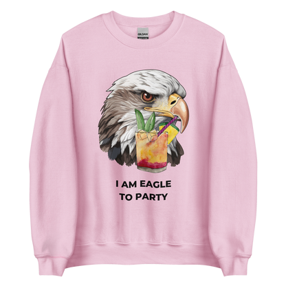 Light Pink Eagle Sweatshirt featuring a vibrant I Am Eagle To Party graphic on the chest - Funny Graphic Eagle Sweatshirts - Boozy Fox