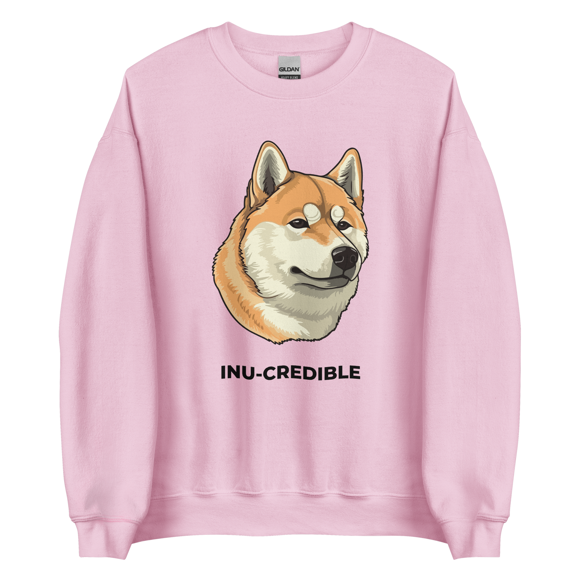 Light Pink Shiba Inu Sweatshirt featuring the Inu-Credible graphic on the chest - Funny Graphic Shiba Inu Sweatshirts - Boozy Fox