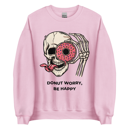 Donut Worry Be Happy Sweatshirt Online - Light Pink - Boozy Fox