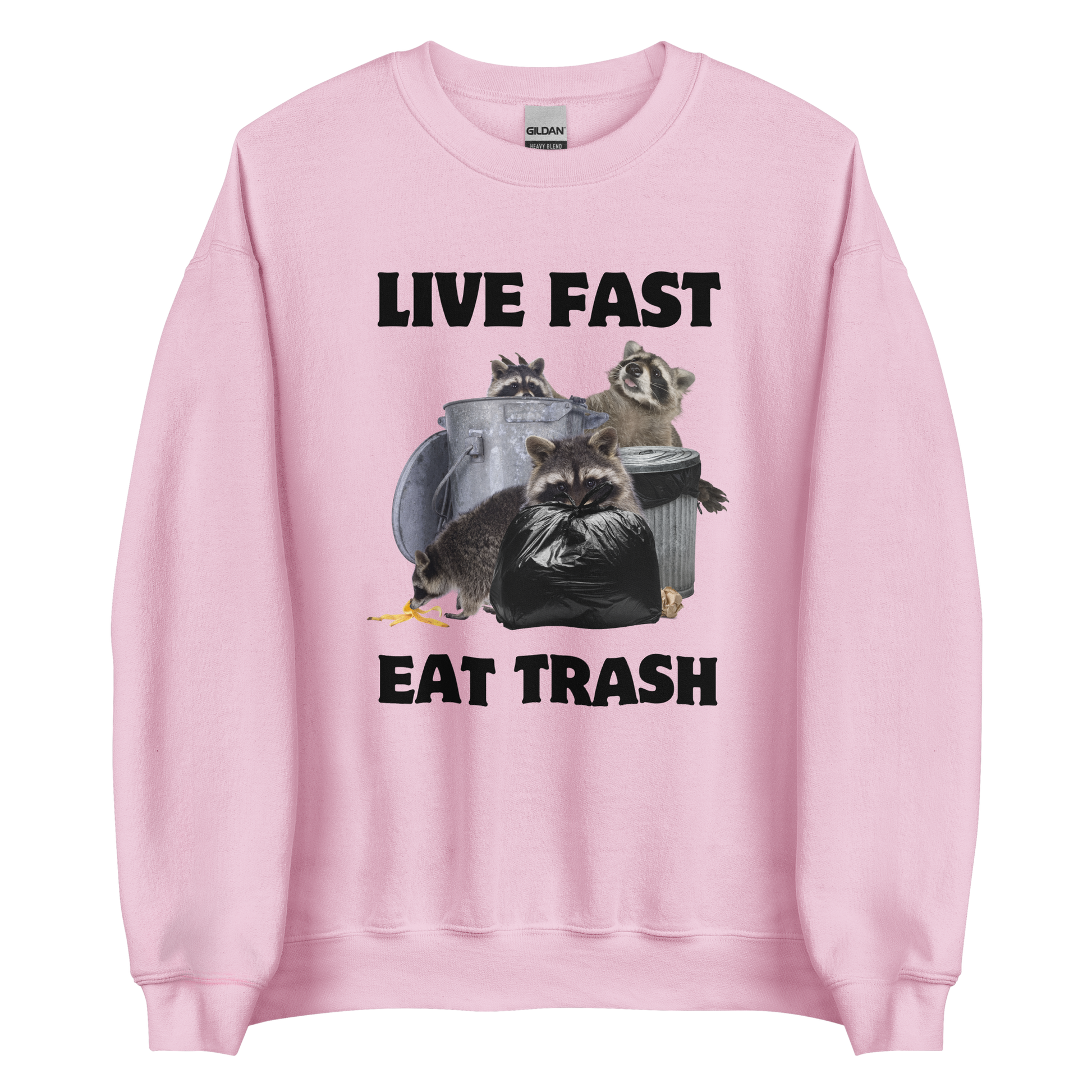 Live Fast Eat Trash Raccoon Sweatshirt Online - Light Pink - Boozy Fox