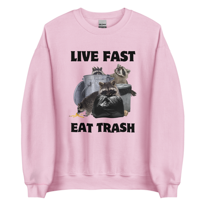 Live Fast Eat Trash Raccoon Sweatshirt Online - Light Pink - Boozy Fox