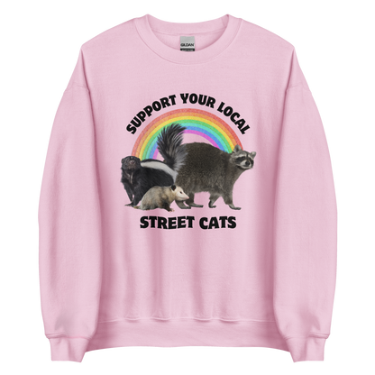 Support Your Local Street Cats Sweatshirt Online - Light Pink - Boozy Fox