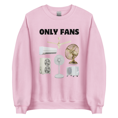 Light Pink Only Fans Sweatshirt featuring a fun Fans graphic on the chest - Best Graphic Sweatshirts - Boozy Fox