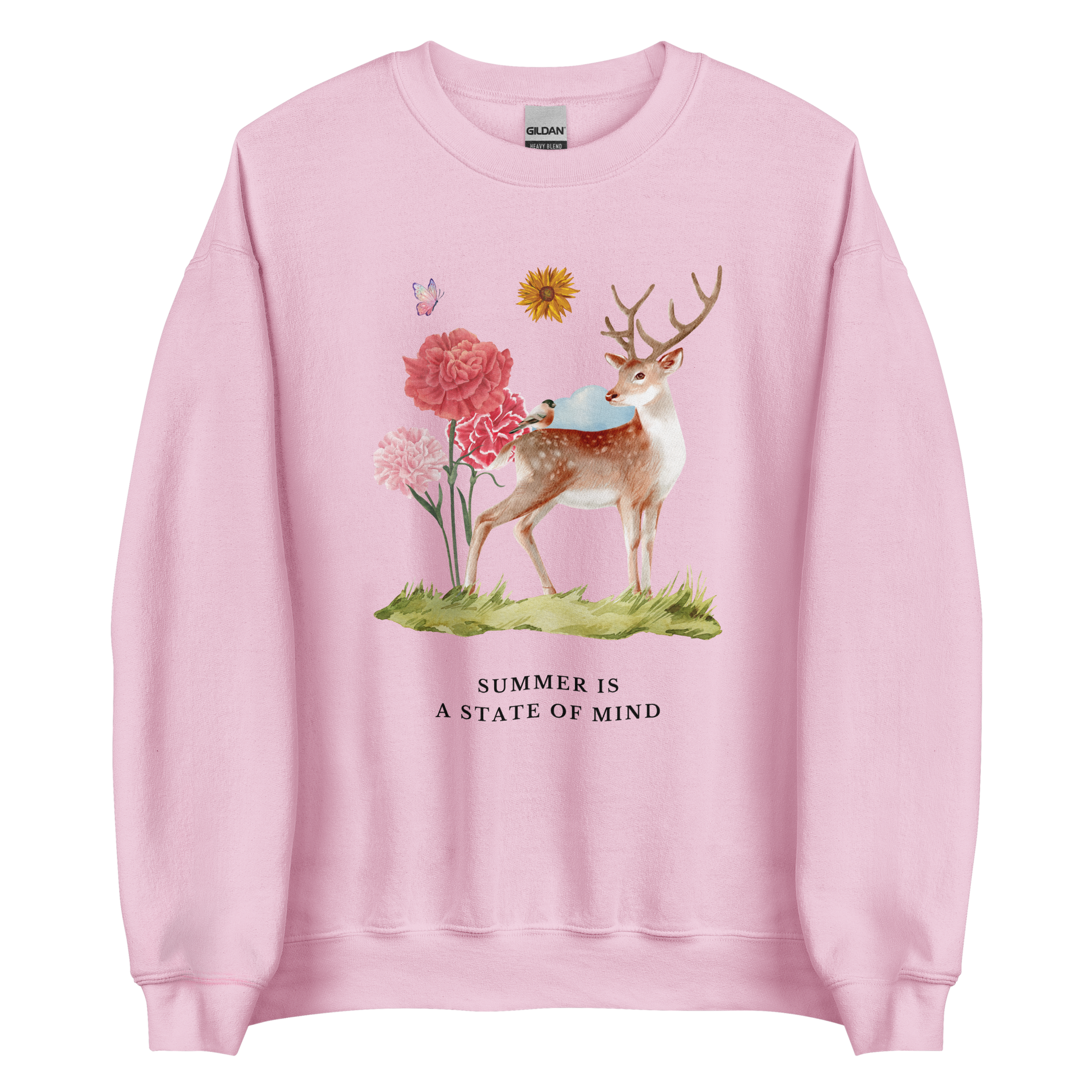 Light Pink Summer Is a State of Mind Sweatshirt featuring a Summer Is a State of Mind graphic on the chest - Cute Graphic Summer Sweatshirts - Boozy Fox