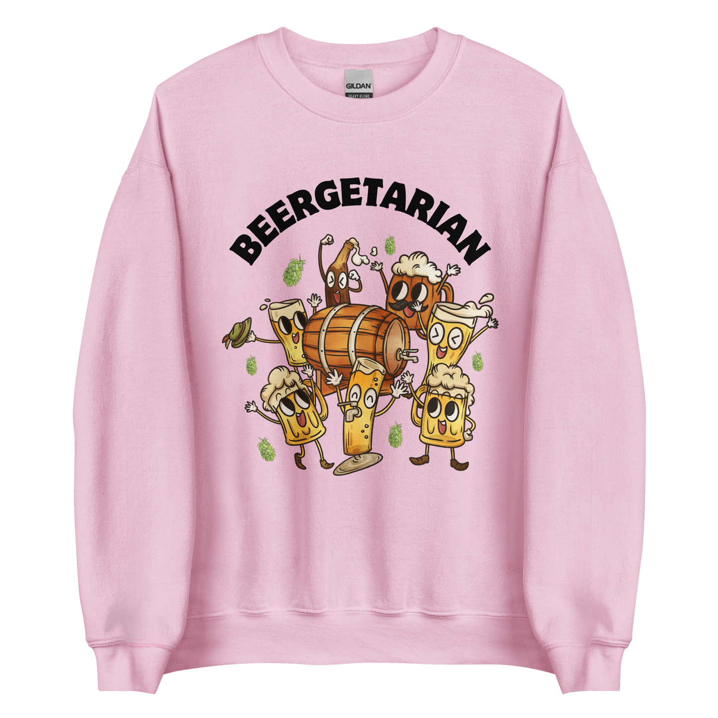 Beergetarian Beer Sweatshirt Online - Light Pink - Boozy Fox
