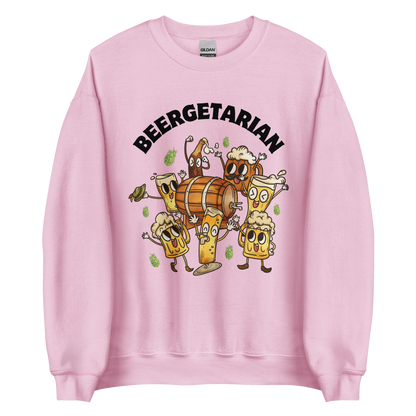 Beergetarian Beer Sweatshirt Online - Light Pink - Boozy Fox