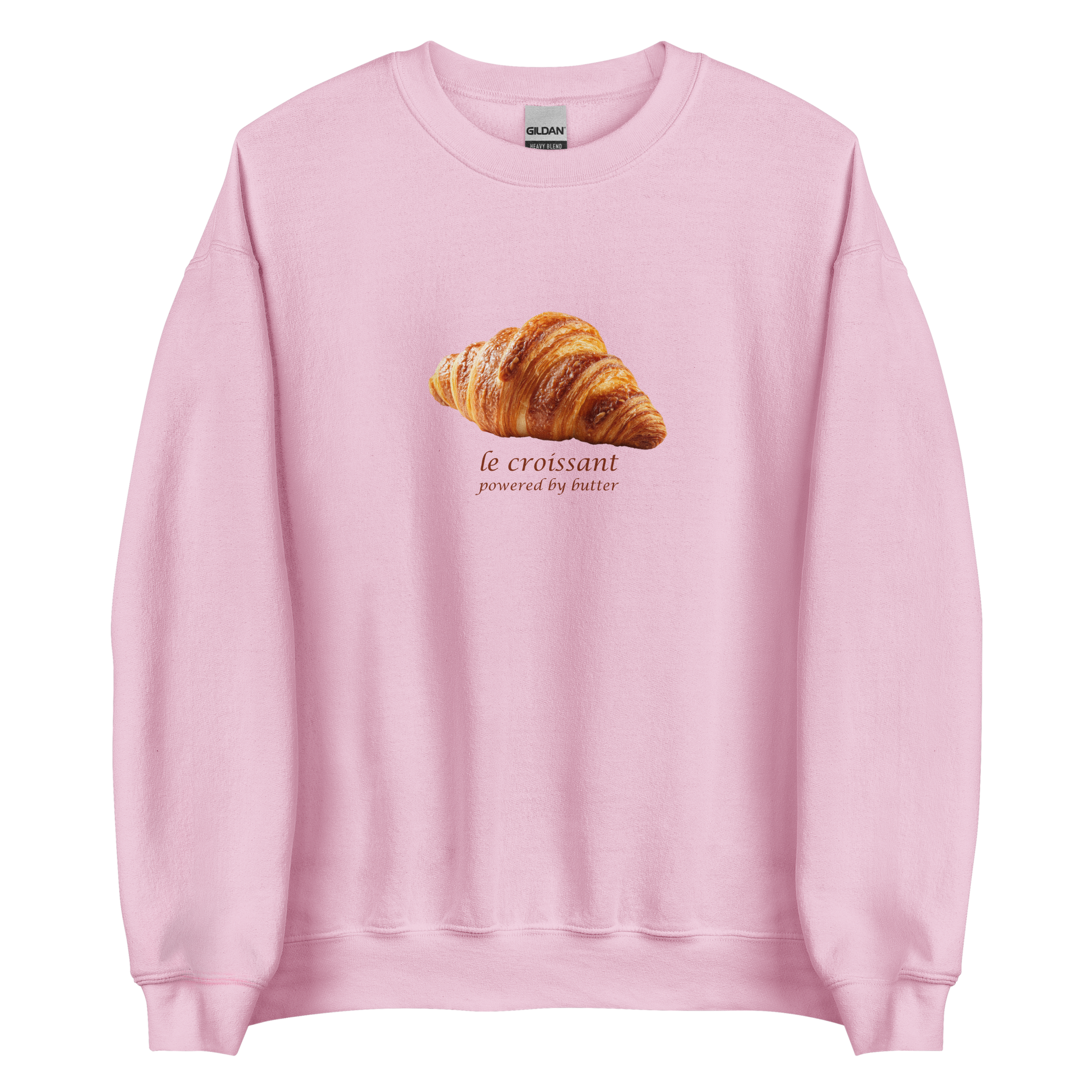 Funny Le Croissant graphic sweatshirt in light pink by Boozy Fox