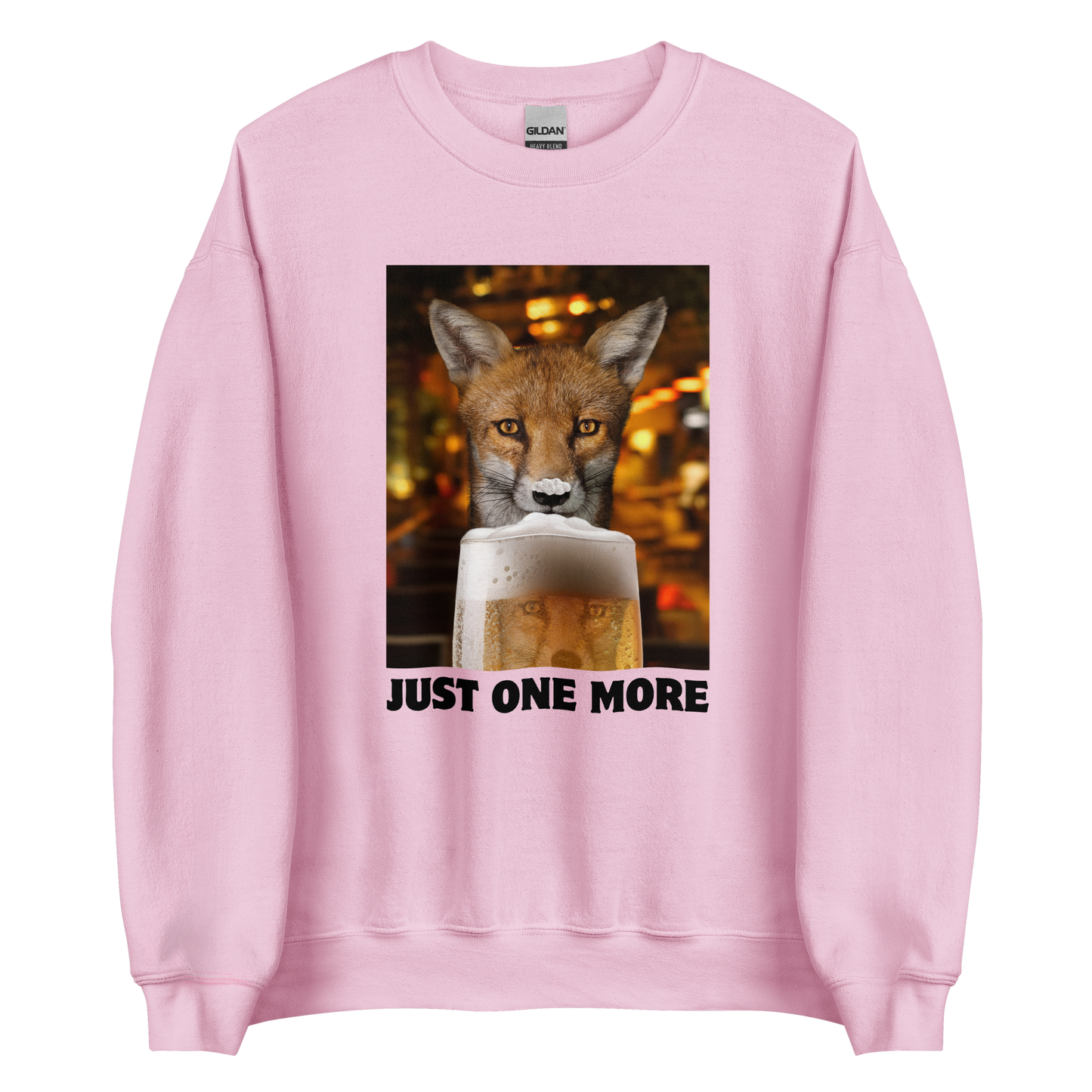 Funny Just One More Fox graphic sweatshirt in light pink by Boozy Fox