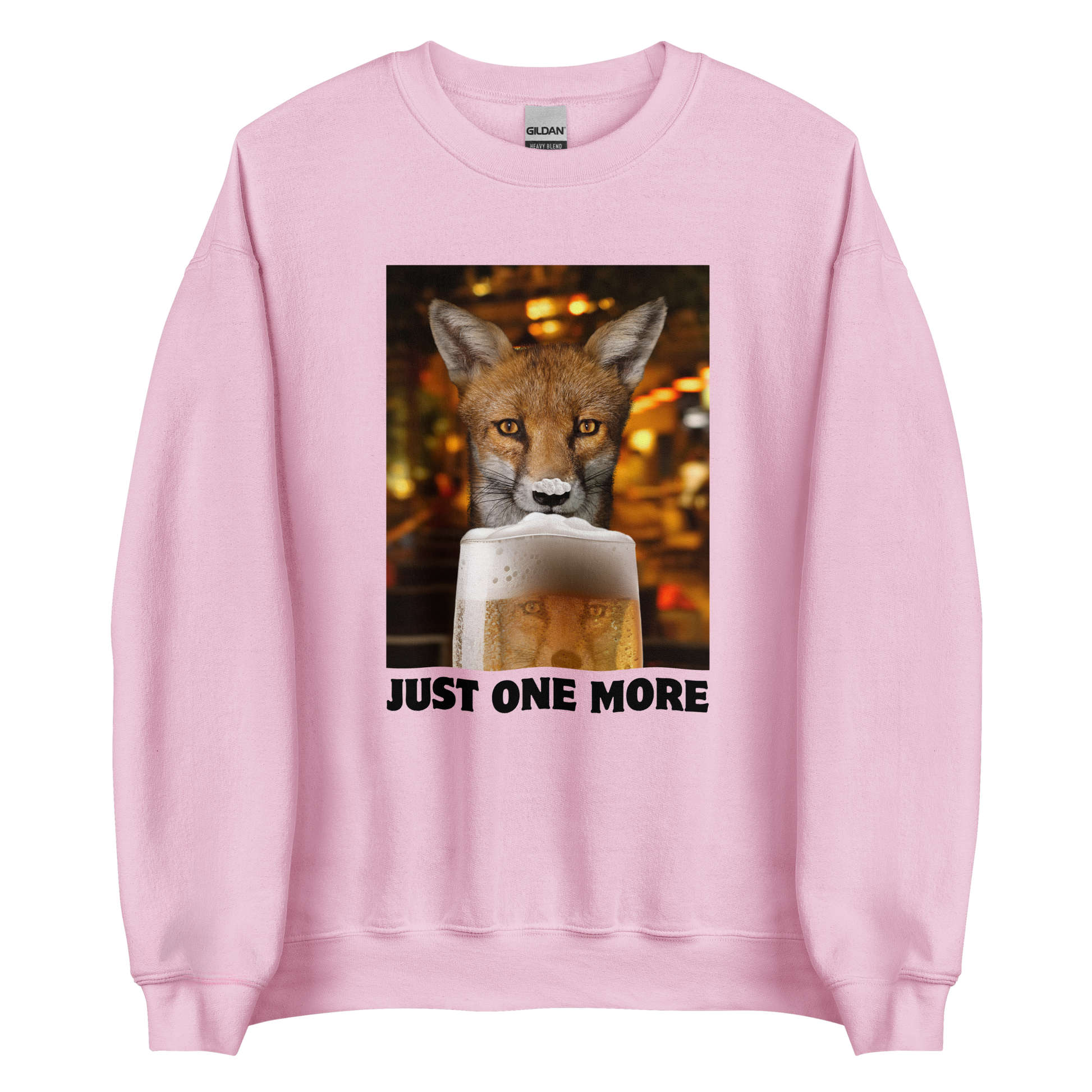 Funny Just One More Fox graphic sweatshirt in light pink by Boozy Fox