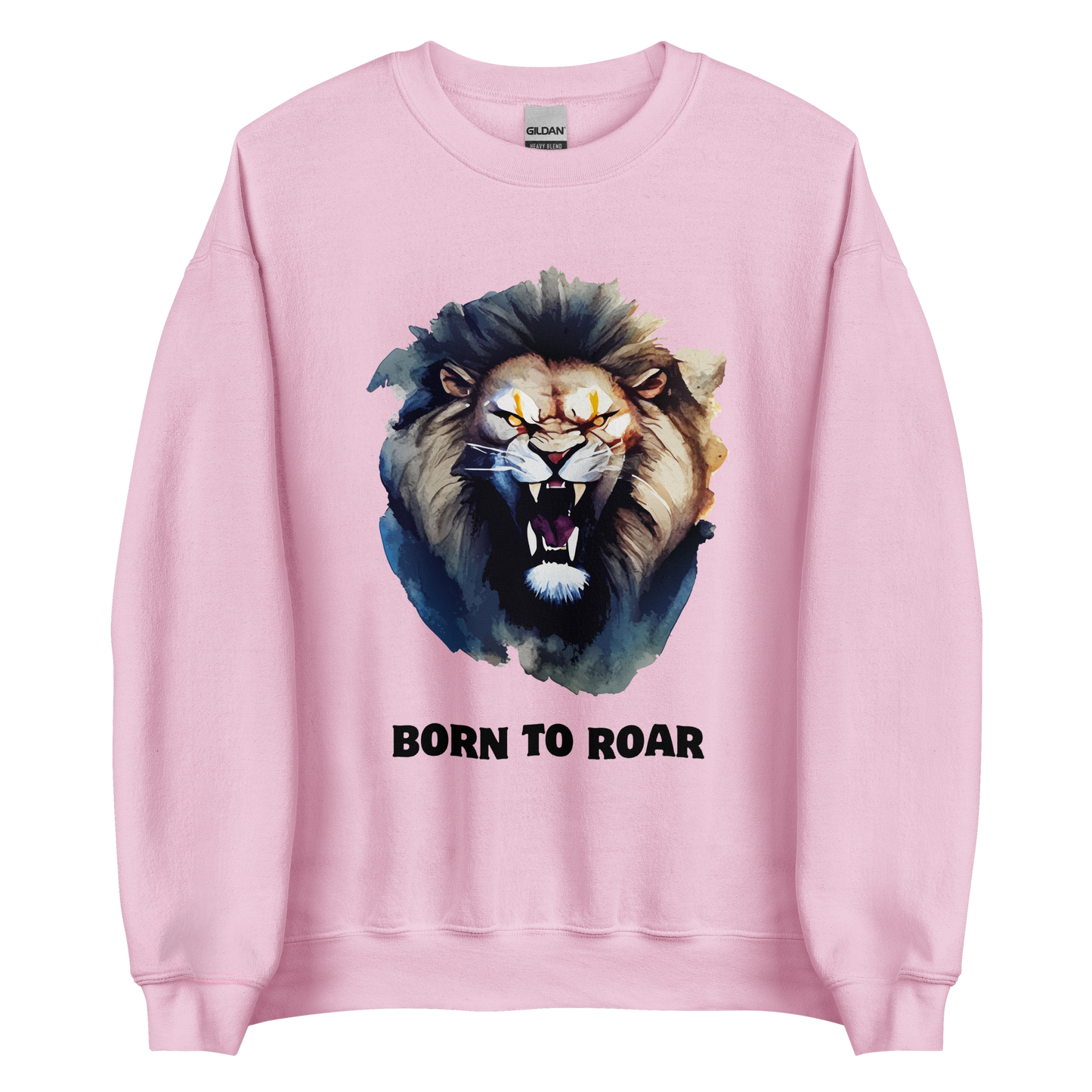 Funny Born to Roar Lion graphic sweatshirt in light pink by Boozy Fox