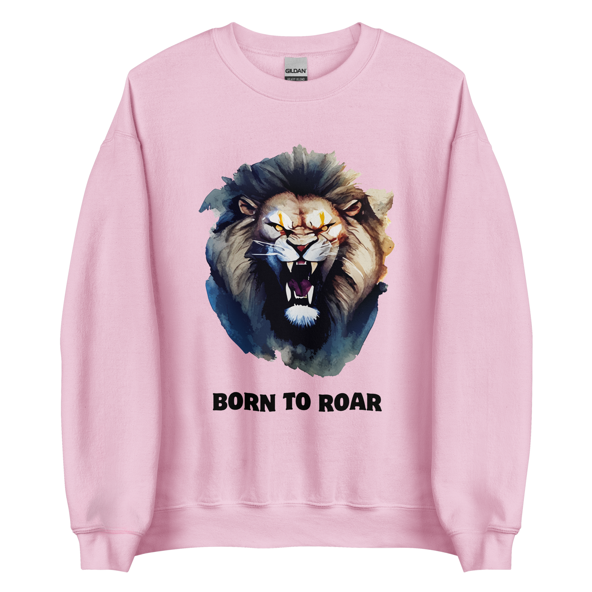 Funny Born to Roar Lion graphic sweatshirt in light pink by Boozy Fox