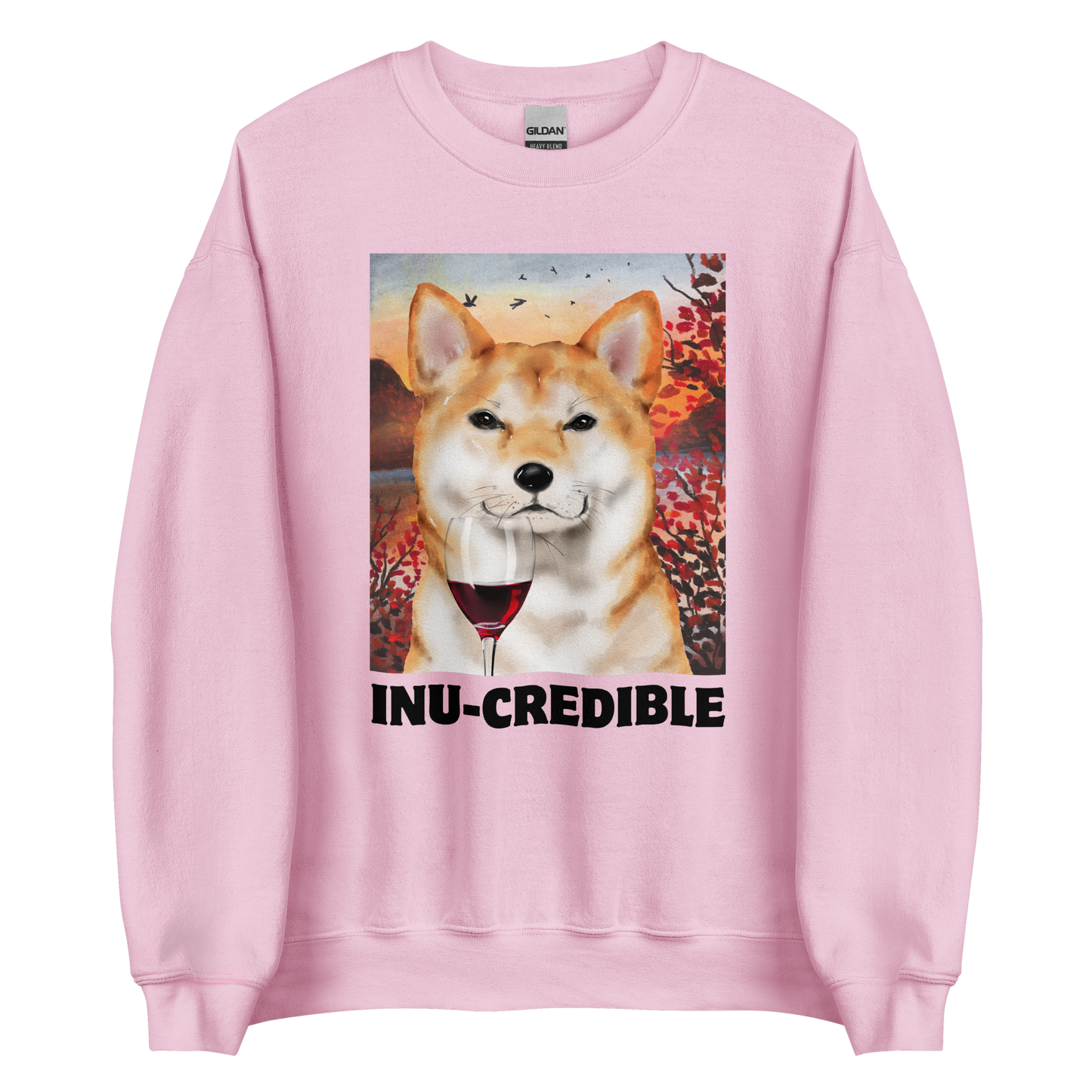 Funny Shiba Inu graphic sweatshirt in light pink by Boozy Fox