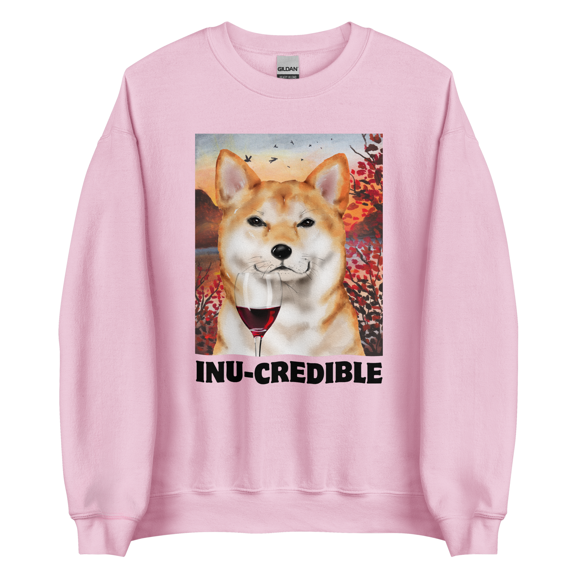 Funny Shiba Inu graphic sweatshirt in light pink by Boozy Fox