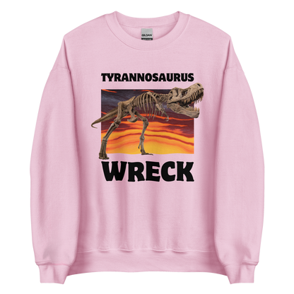 Funny Tyrannosaurus Wreck T-Rex Dinosaur graphic sweatshirt in light pink by Boozy Fox