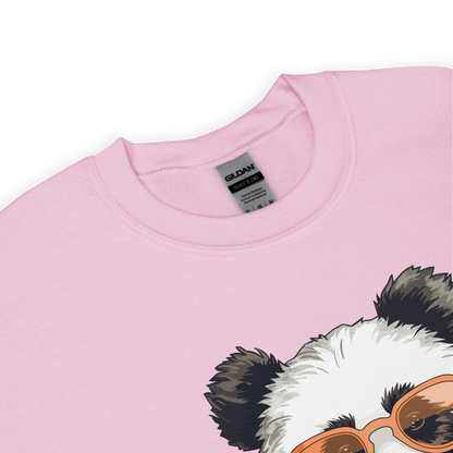 Product details of a Light Pink Panda Sweatshirt featuring an adorable Eat, Sleep, Panda, Repeat graphic on the chest - Funny Graphic Panda Sweatshirts - Boozy Fox