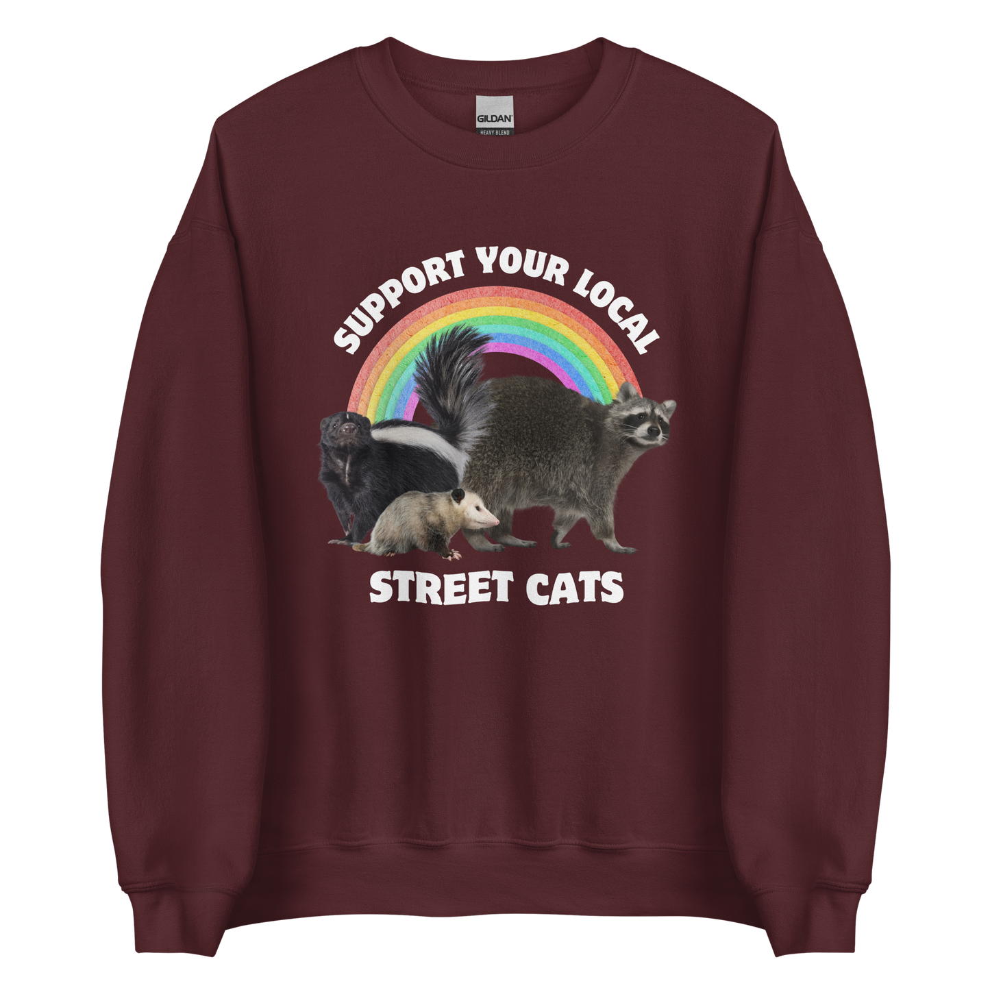 Support Your Local Street Cats Sweatshirt Online - Maroon - Boozy Fox