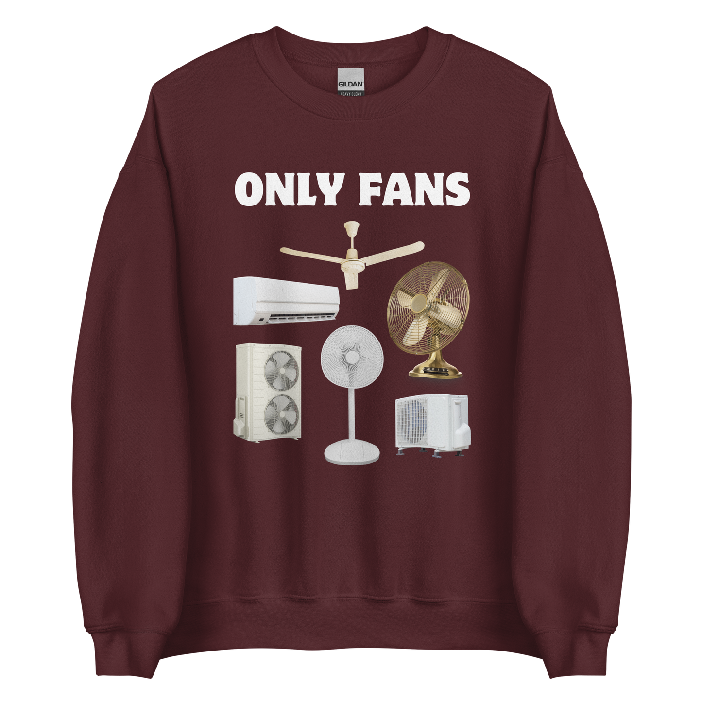 Maroon Only Fans Sweatshirt featuring a fun Fans graphic on the chest - Best Graphic Sweatshirts - Boozy Fox