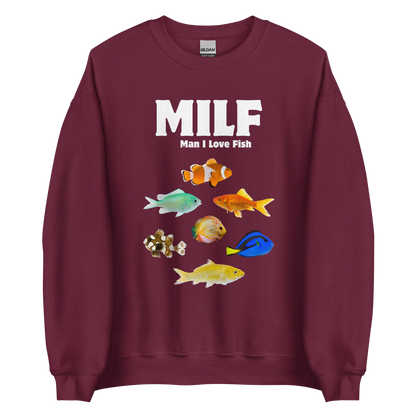 Man I Love Fish Sweatshirt Online - Maroon - Boozy Fox