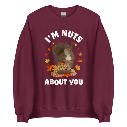 I'm Nuts About You Squirrel Sweatshirt Online - Maroon - Boozy Fox