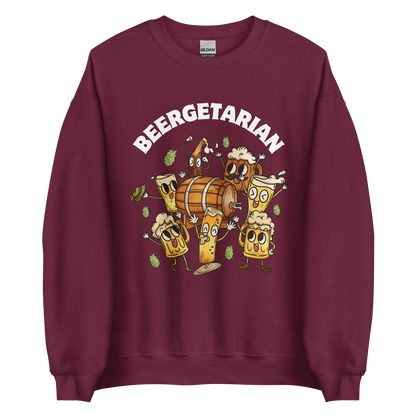 Beergetarian Beer Sweatshirt Online - Maroon - Boozy Fox