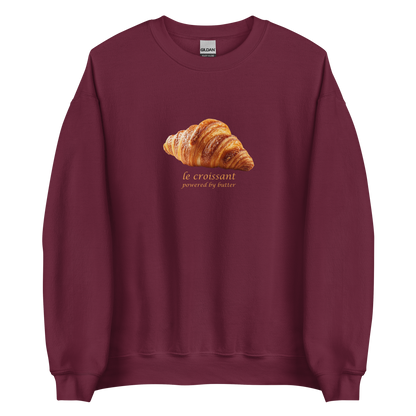 Funny Le Croissant graphic sweatshirt in maroon by Boozy Fox