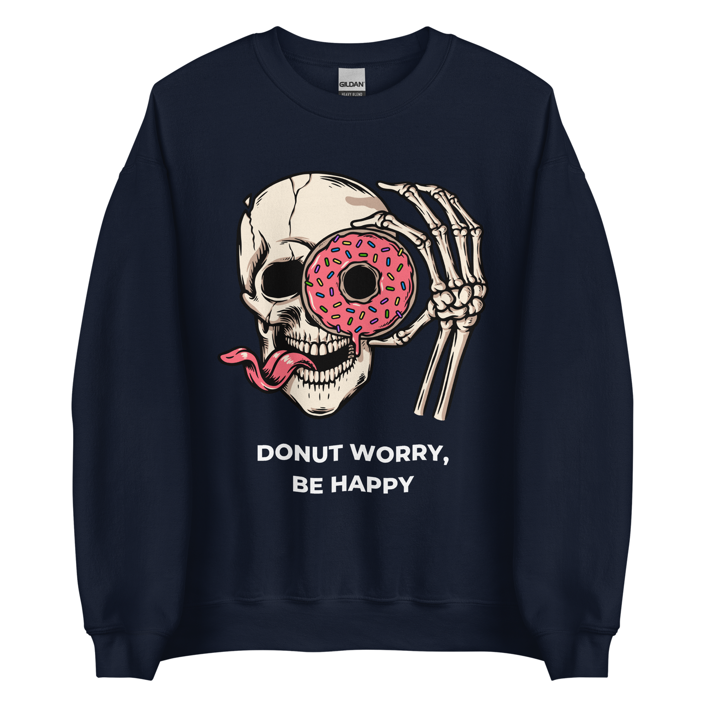 Donut Worry Be Happy Sweatshirt Online - Navy - Boozy Fox