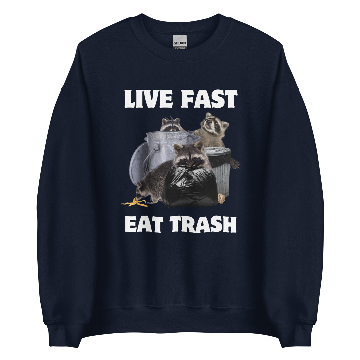 Live Fast Eat Trash Raccoon Sweatshirt Online - Navy - Boozy Fox