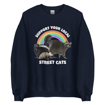 Support Your Local Street Cats Sweatshirt Online - Navy - Boozy Fox