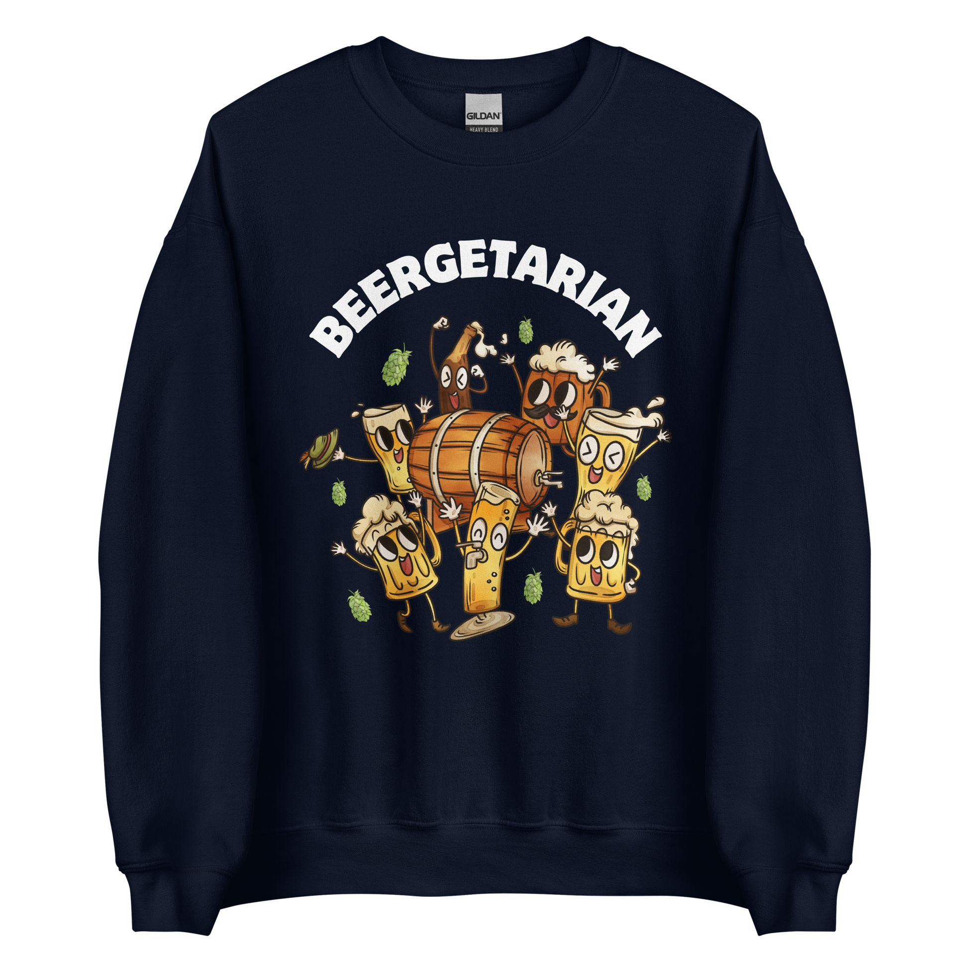 Beergetarian Beer Sweatshirt Online - Navy - Boozy Fox