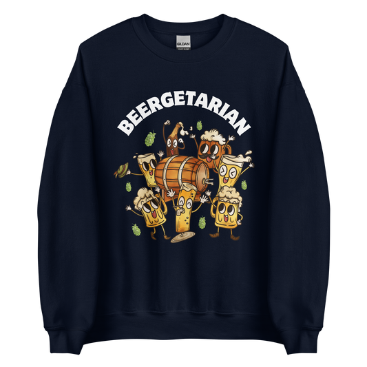 Beergetarian Beer Sweatshirt Online - Navy - Boozy Fox