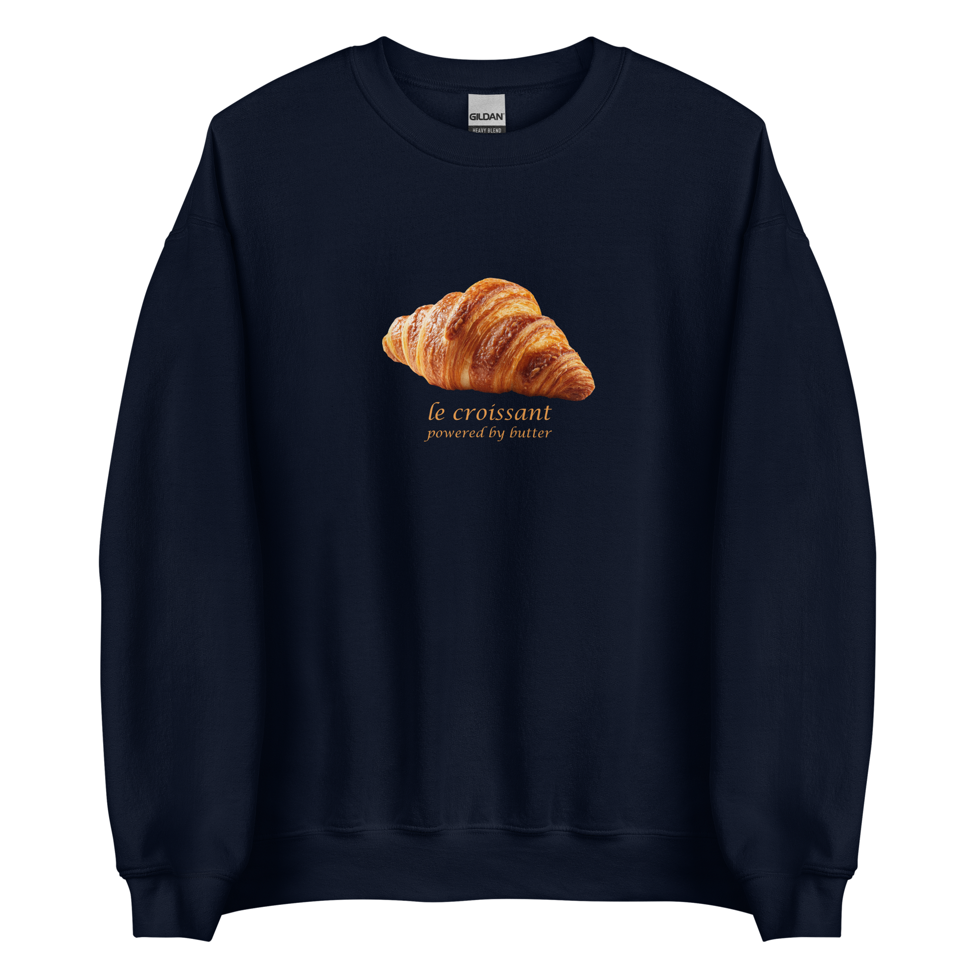 Funny Le Croissant graphic sweatshirt in navy by Boozy Fox