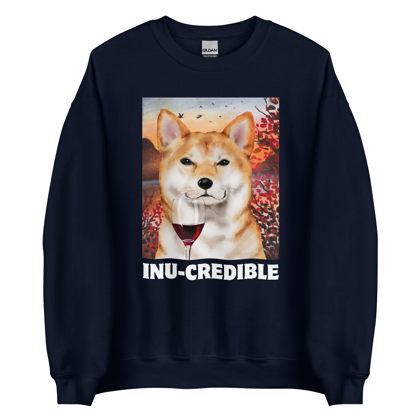 Funny Shiba Inu graphic sweatshirt in navy by Boozy Fox